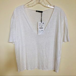 Zara White Blouse Size L (NWT)